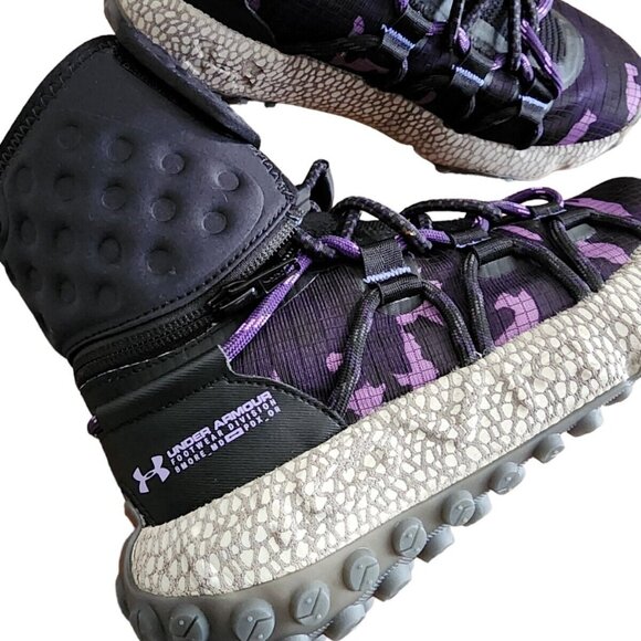Under Armour Drawcord Fat Tire HOVR Summit Black Purple Boots Unisex Sz 3.5 M/5W - Picture 7 of 11